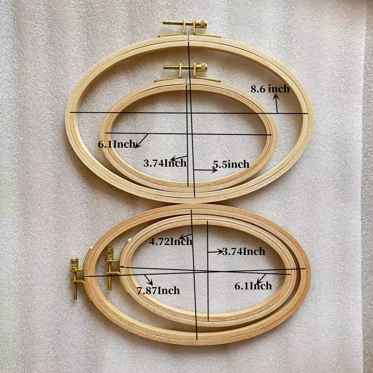 Amazon.com: Set of 4, Oval Beech Wood Embroidery Hoops Handcrafted